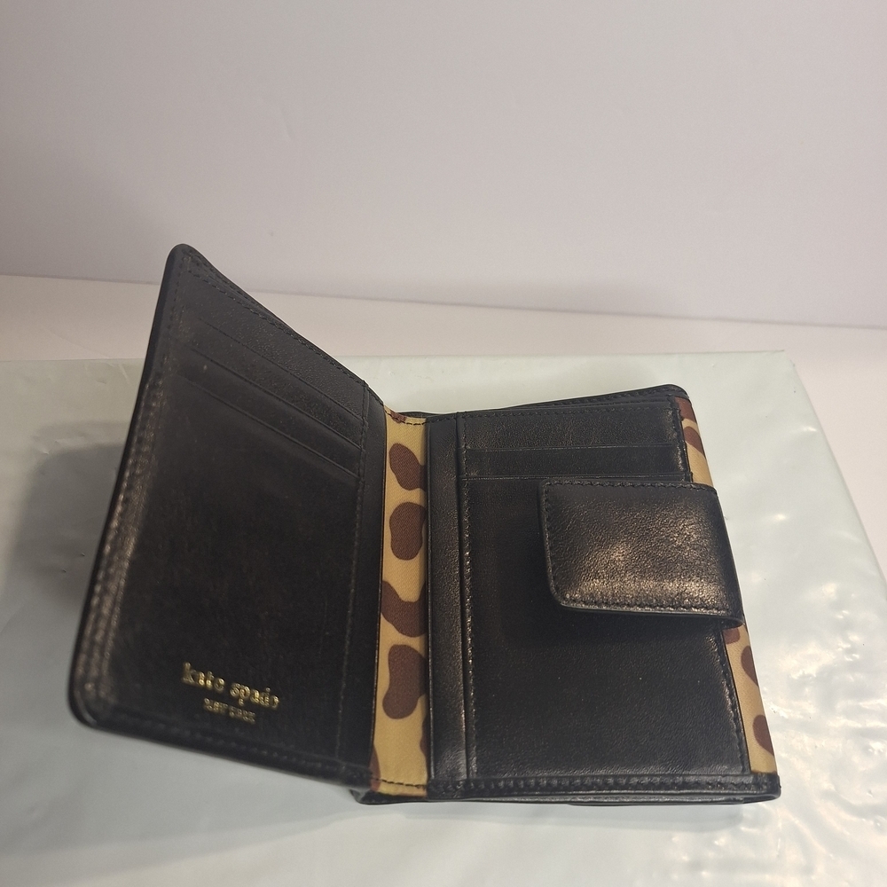 kate spade Leopard Print Bifold Wallet with Black Trim - Picture 5 of 10